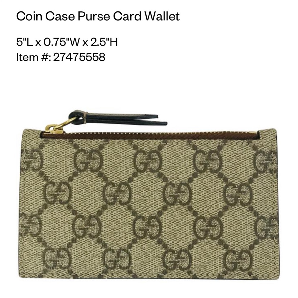 Gucci Beige w/ Gg Supreme Coin Case, Card Wallet